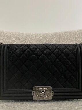 Authentic Pre-Owned Chanel Matte Black Caviar Boy Bag